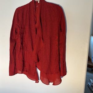 Meadow Rue, Women's Open Cardigan, Lace-Patchwork, Size L, Color: Rust